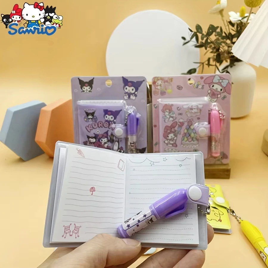 Kuromi Mini Notebook Sanrio Cinnamoroll Melody Diary Set Cartone animato portatile Studente di cancelleria Anime Materiale scolastico Regalo di compleanno