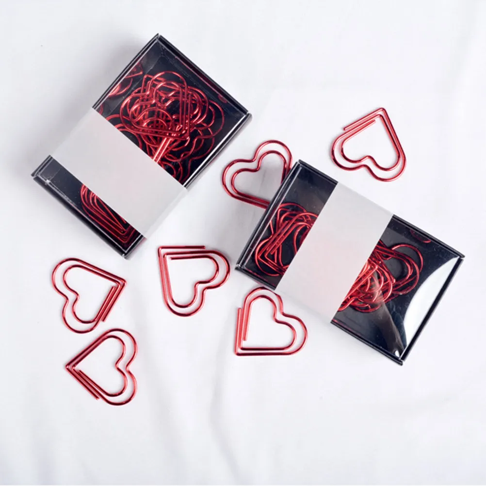 2Boxes Heart Paper Clips Creative Paper Clips for Bookmark Note Photo Card Organizers Office School Red 12 Each Box