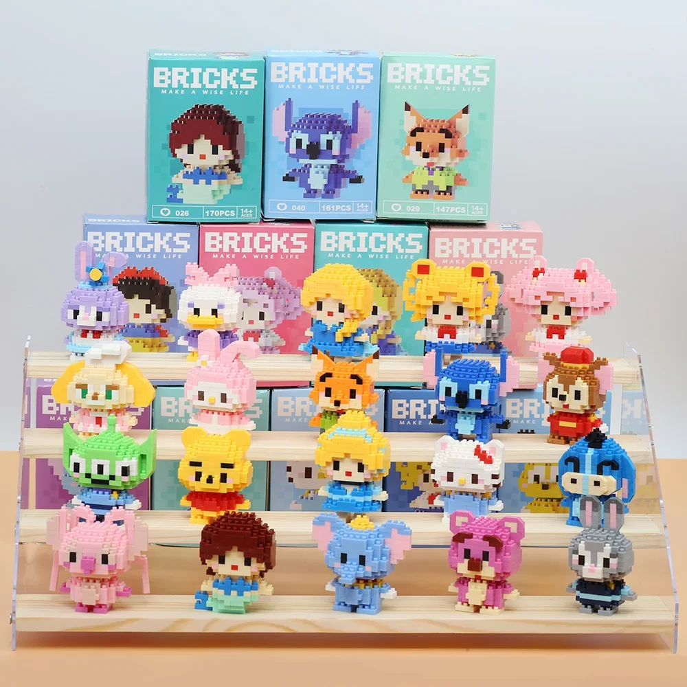 

Disney Stitch Mickey Anime Anime Blocks Kuromi My Melody Diseney Cinnamoroll Mouse Building Blocks Doll Toy Kids Birthday Gift