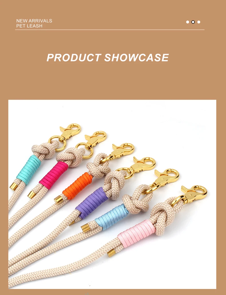 Blumenmuster, rundes Seil, Hundeleine für Spaziergänge im Freien, kontrastierende Regenbogenfarben für Halsband und Geschirr. – Detail 6