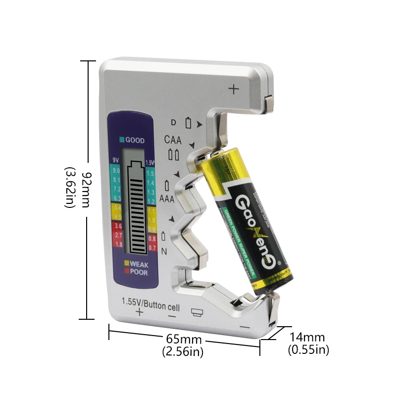 Batteries Tester Digital Capacity Universal Button For Lithum N /AAA/CAA/D/1.5V Cell Batteries Tester Checker BT168 Power