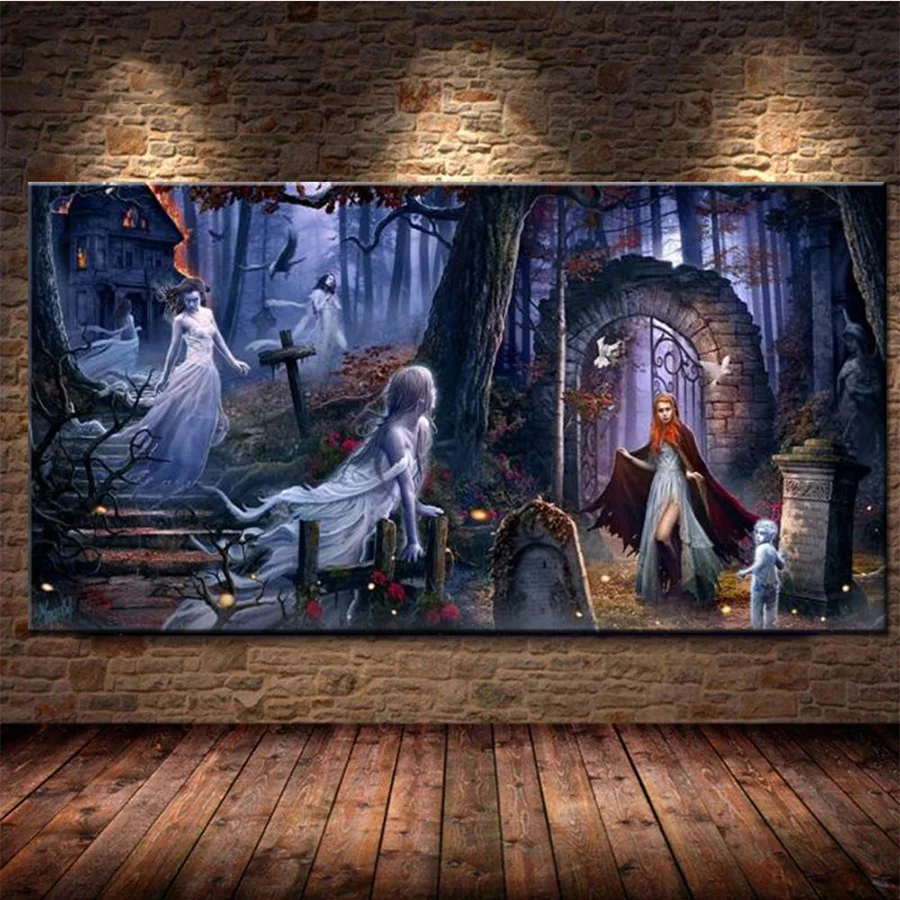 Diamond Painting Horror Ghost Stories And Movies For Living Room Home Decoration Halloween Bar Decor Diamond Embroidery,