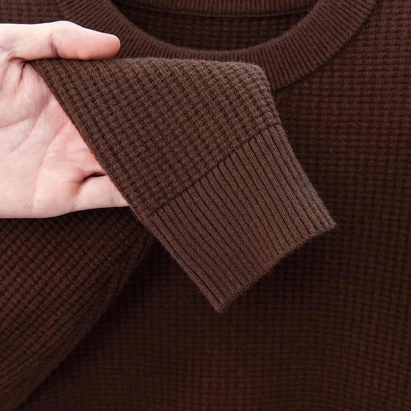 عالية الجودة رجل الهراء بلون بلون طويل الأكمام تريكو وهمية الرقبة الخريف الشتاء جديد البلوز أزياء ملابس رجالي