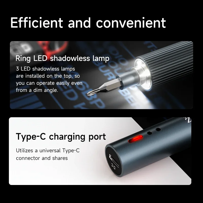 XZZ ES24 Dual Torque Adjustable Electric Screwdriver with 24Pcs Bits Portable Repair Kit USB Cordless Professional Tool Kit