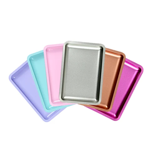 Imagen 2 del producto Bandeja rectangular de acero inoxidable, placa de alicates médicos, pinzas dentales, cortaúñas, contenedor de bolígrafos, placa de manicura esterilizada para decoración de uñas