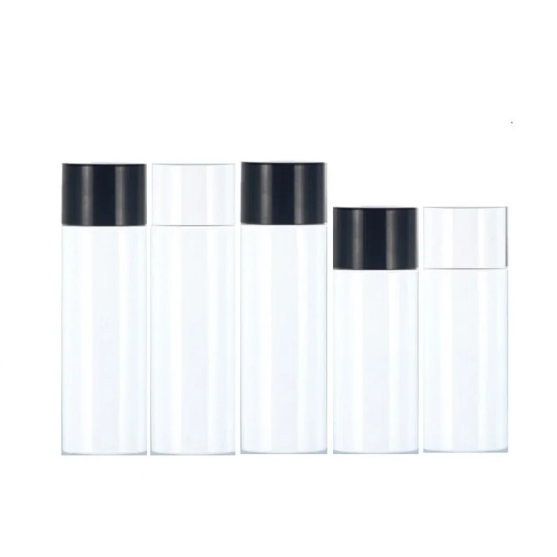 20Pcs 30ml 100ml120ml 150ml Empty Glossy White PET Plastic Toner Bottle Black White Lid Cosmetic Packaging Refillable Bottles