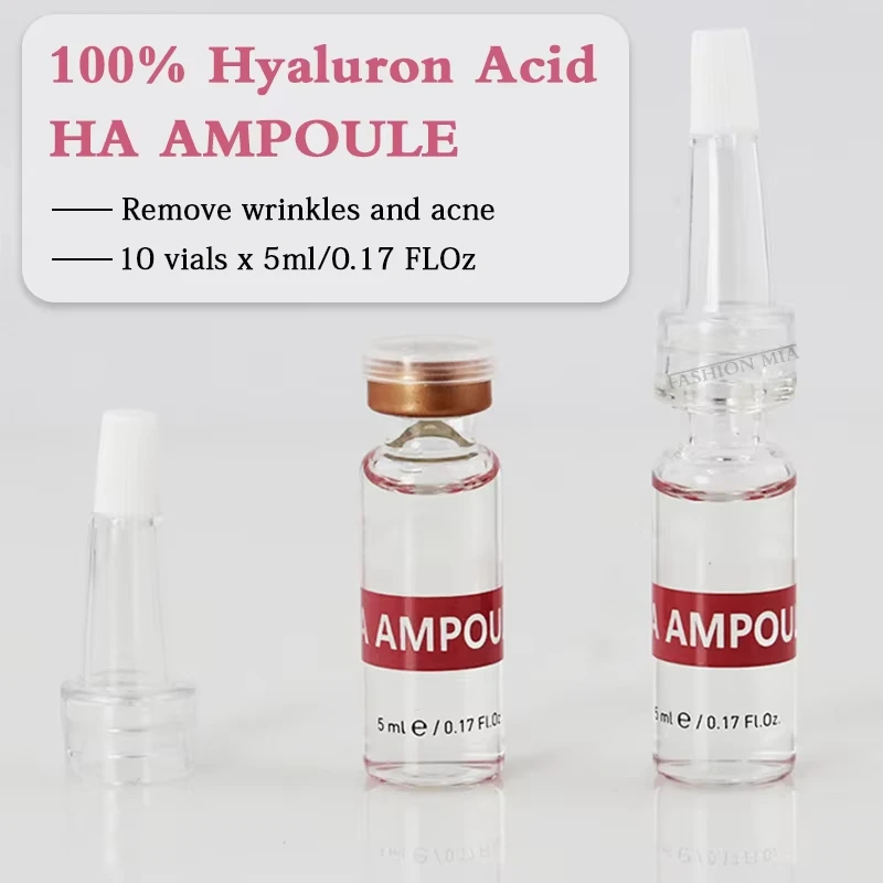 10 vials Cross-linked HA Ampoule Solution Ultrafine Molecules Hyaluronic Acid Ampoule Facial Moisturizing Rejuvenating skin care