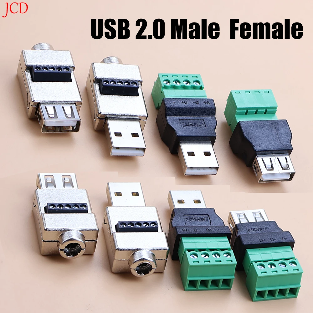 USB 2.0 Connector Avoid Welding Plugs USB Type A Male Female to 4Pin 5Pin Screw Terminal Socket Adapter Plug For Computer TV