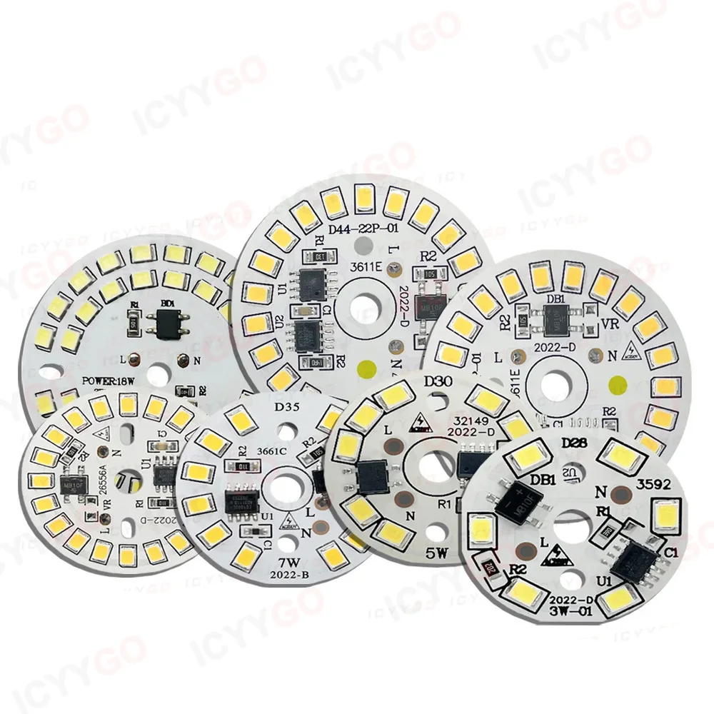 10PCS 3W 5W 7W 9W 12W 15W 18W AC220V LED PCB Light Board SMD2835 Driver-Free DIY LED Light Board Bulb Light Source Board