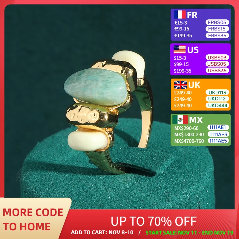 

Vintage Gold Color Opals Green Natural Stone Ring Irregular Shape Jewelry for Woman Mom Gift Luxury Accessories New in 2024