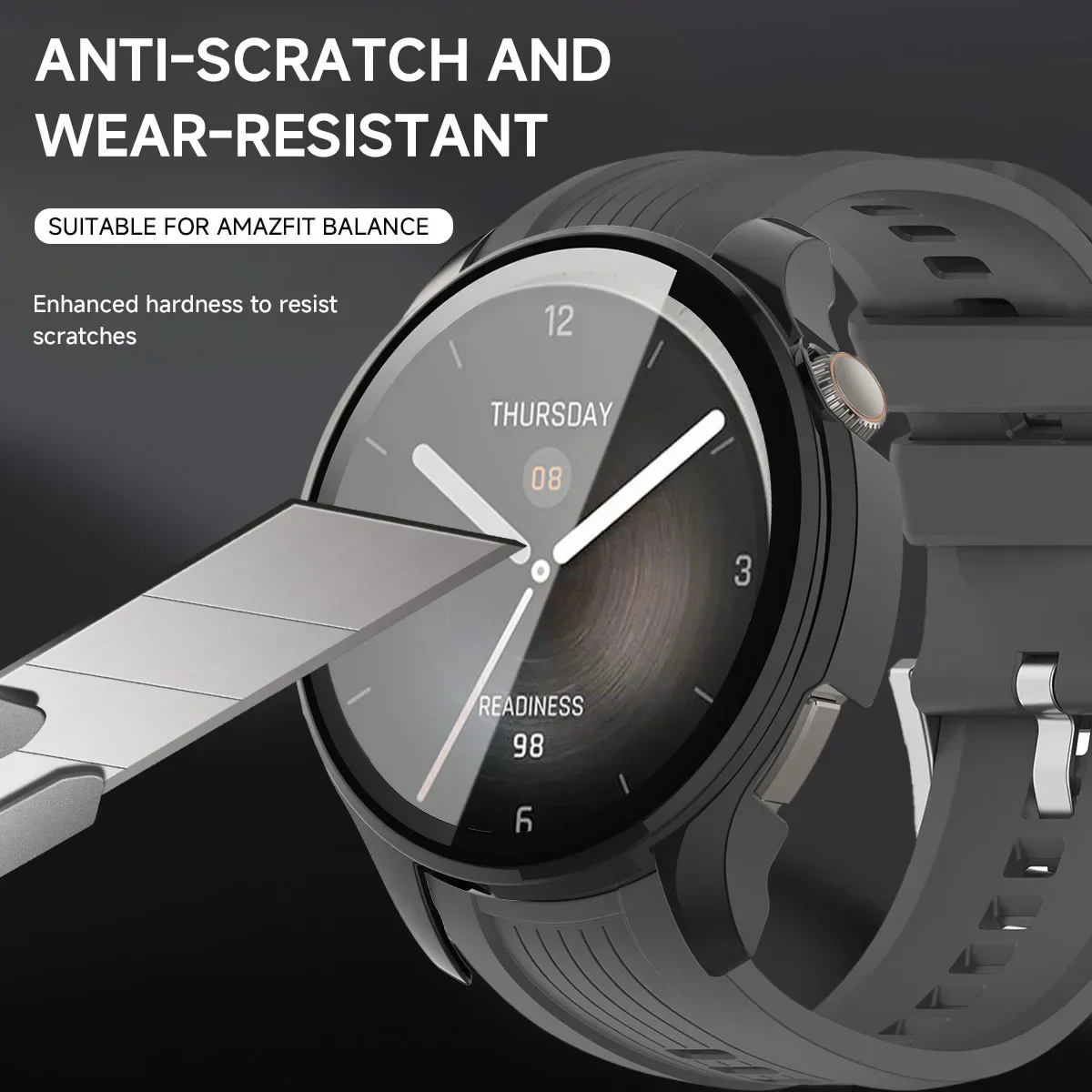 Glass + Case for Amazfit Balance Accessory PC All-around Bumper Protective Cover + Screen Protector for Amazfit Balance image 5