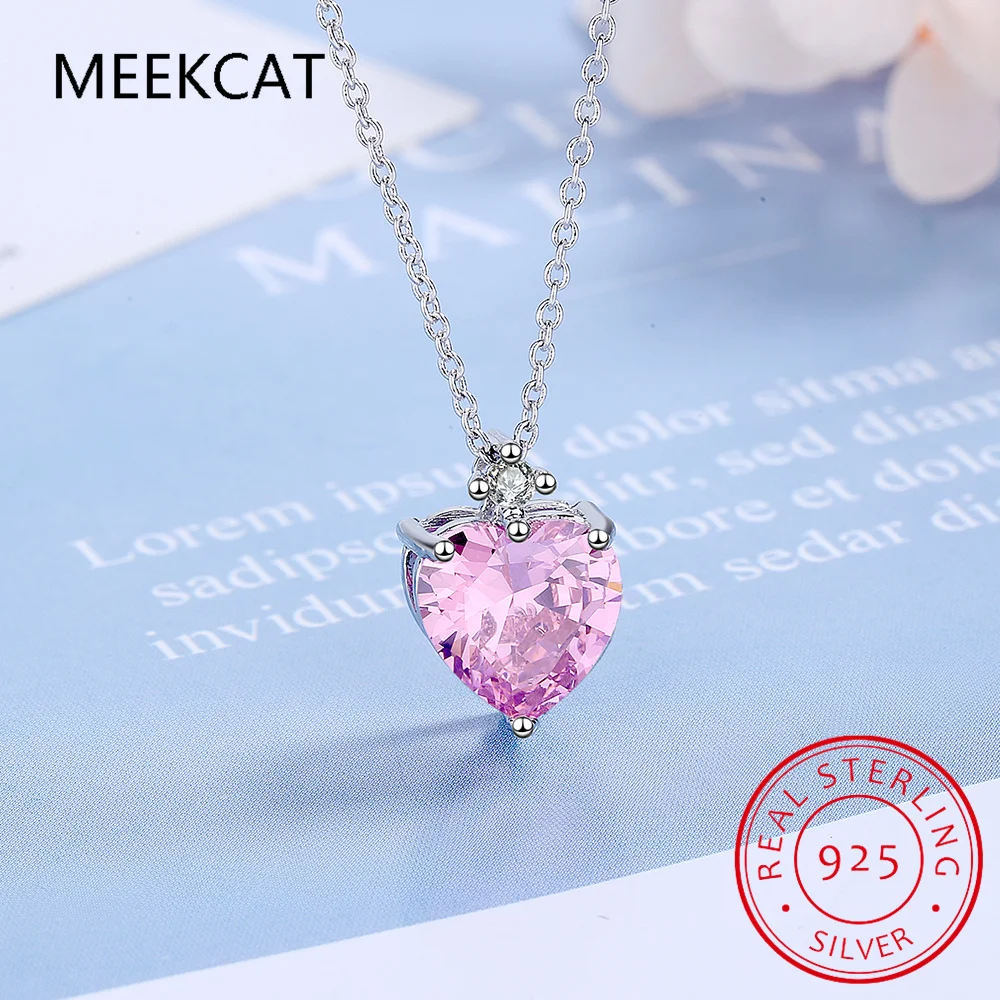 

Ожерелье из стерлингового серебра 925 пробы, 4 карата, цвет D, сердце, муассанит, ожерелье для женщин, сверкающий розовый драгоценный камень, вечерние ювелирные изделия, воротник