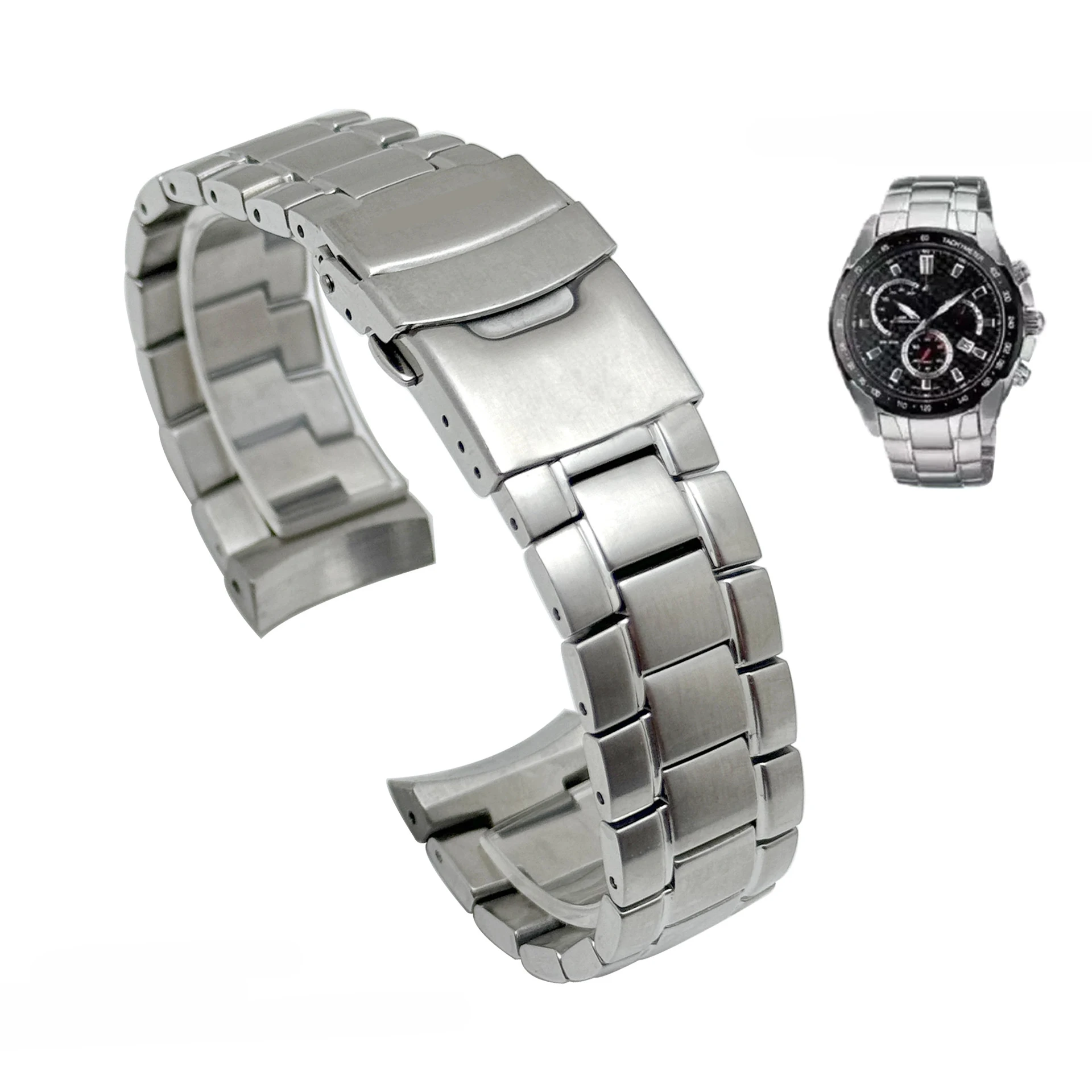 For Casio EF-521 Prospex Watch Strap High Quality Solid Stainless Steel Watchband Folding Buckle Replacement Bracelet Men's 21mm