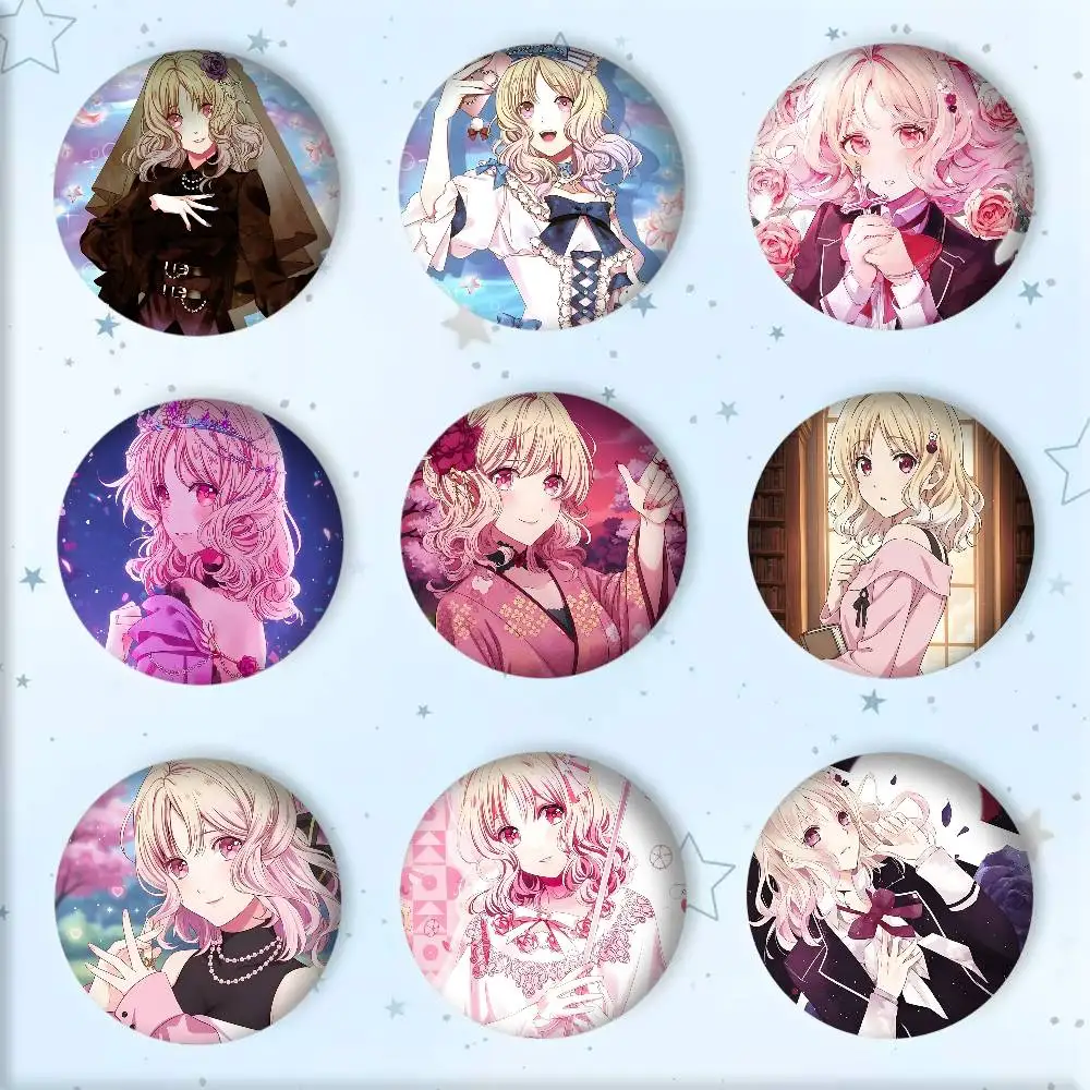 Classic Game D-Diabolik Lovers Komori Yui Anime Badge Tinplate Round Laser Brooch Clothes Backpack Accessories Lapel