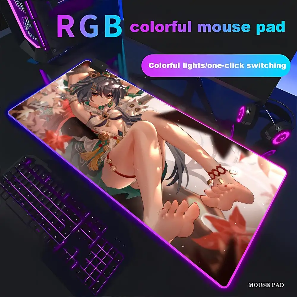 

Honkai: Star Rail Yunli Коврик для мыши Анимационные игры Красивый игровой коврик для мыши RGB HD Gamer Большой светодиодный светильник ПК Компьютерный коврик Декор