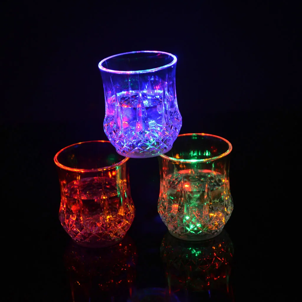 LED Automatic Flashing Cut-glass Style Cup Multi-color Light Up Mug Wine Beer Glass Whisky Drink Cup Bar Club Party Christmas