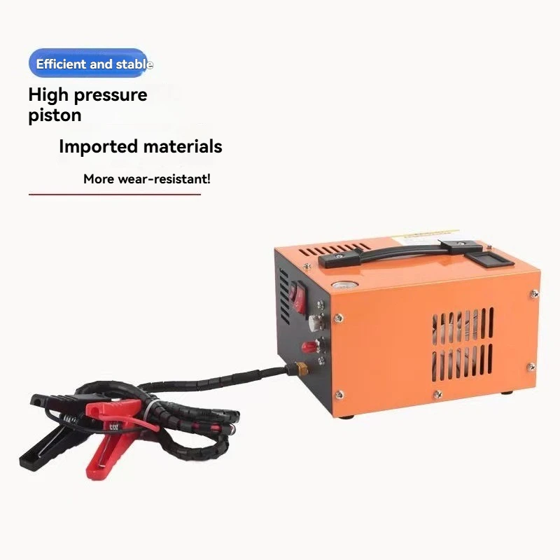 Portable 300W Battery Driven Electric Air Compressor with Pressure Gauge, Fan Cooling, Manual Stop
