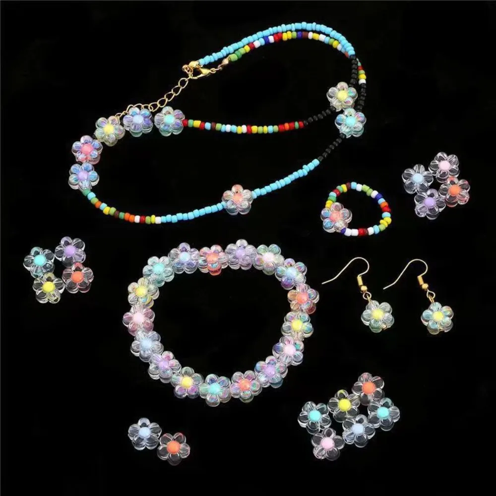 

50pcs Clear Acrylic Sunflowers Beads DIY Necklace Bracelet Plastic Pearl Beads Loose Spacer Handmade Making Jewelry Accessories