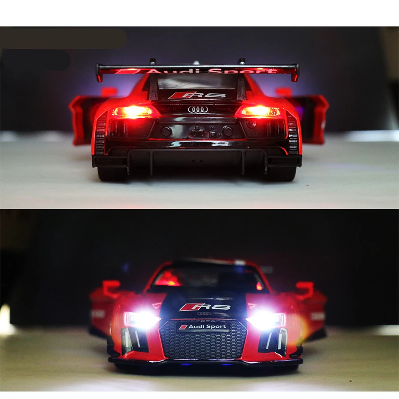 1/24 AUDI R8 LMS Alloy Racing Car Model Diecasts Metal Toy Sports Car Model Simulation Sound and Light Collection Gift