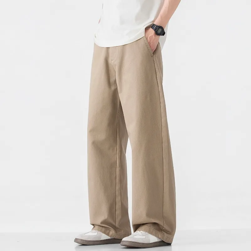 

2026 Spring Summer New 100% Cotton Casual Straight Trousers for Men Clothing Soft Comfort Linen Male Pants