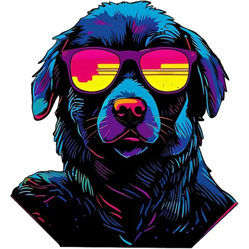 Glasses Dog Vinyl Decal, Waterproof Sticker for Car, Window, Helmet, Laptop, Fridge, Mug, Bookshelf, Smooth Surfaces