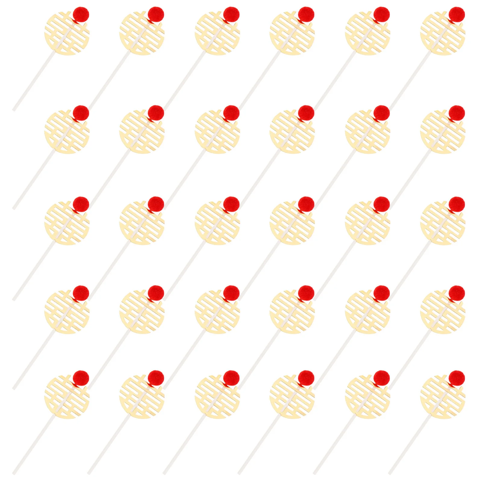 

30 Pcs Double Insertion Bridal Cupcake Toppers Chinese Wedding Decor