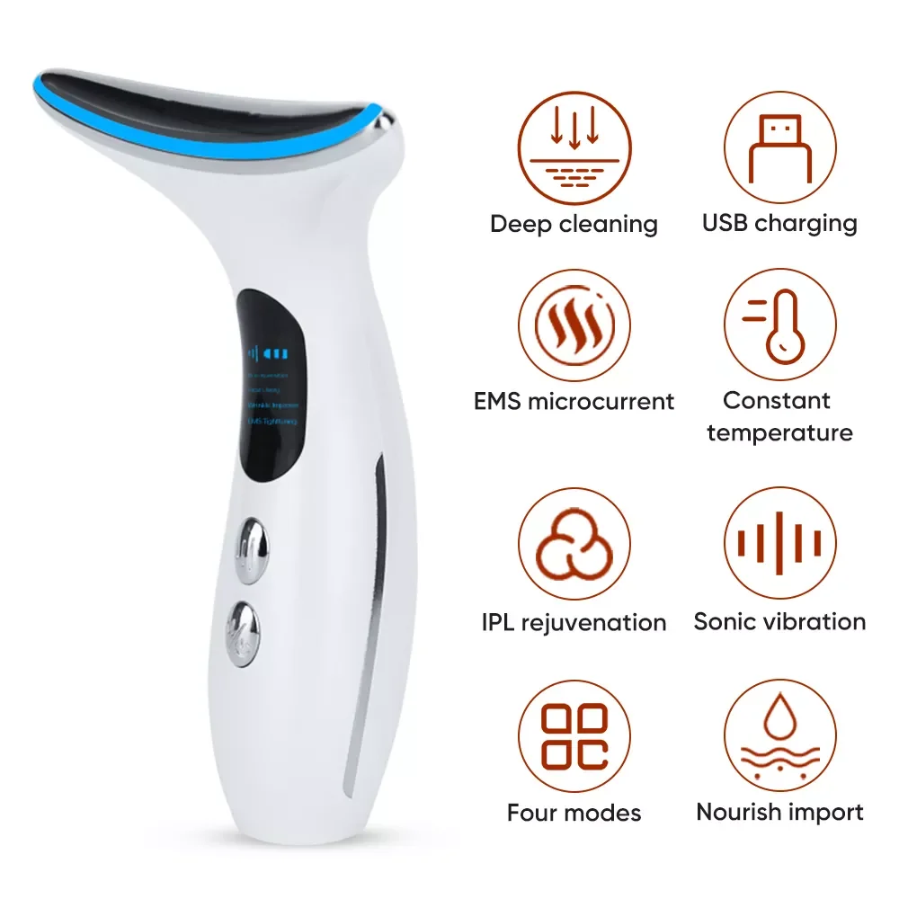 Neck Beauty Device EMS Micro-current Facial Skin Care Massager Face Firming Fade Neck Lines V Line Chin Lift Up Devices Massager