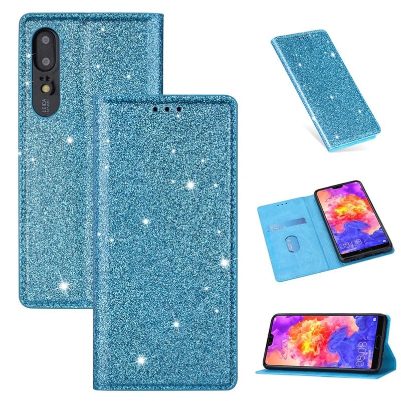 

For Huawei P40 P40 Lite P30 P30 Pro P20 Pro P Smart 2019 Mate 20 Pro 10 Lite Y7 2019 Y6 2019 Glitter Wallet Flip Leather Case