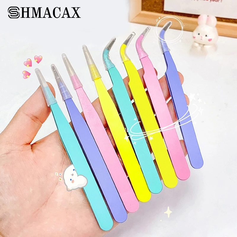 2Pcs Stainless Steel Tweezers Multifunctional Hand Account Tweezers Straight Curved TweezersDIY Scrapbooking Paper Tape Sticker