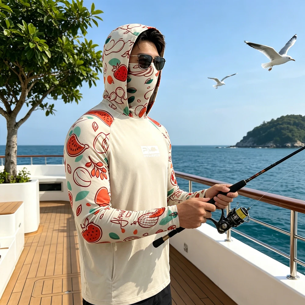 メンズ-upf50-uvカット-フィッシングフーディー-長袖-フェイスマスク付き-速乾性-通気性-フード付きシャツ-釣り-キャンプ-スポーツ用