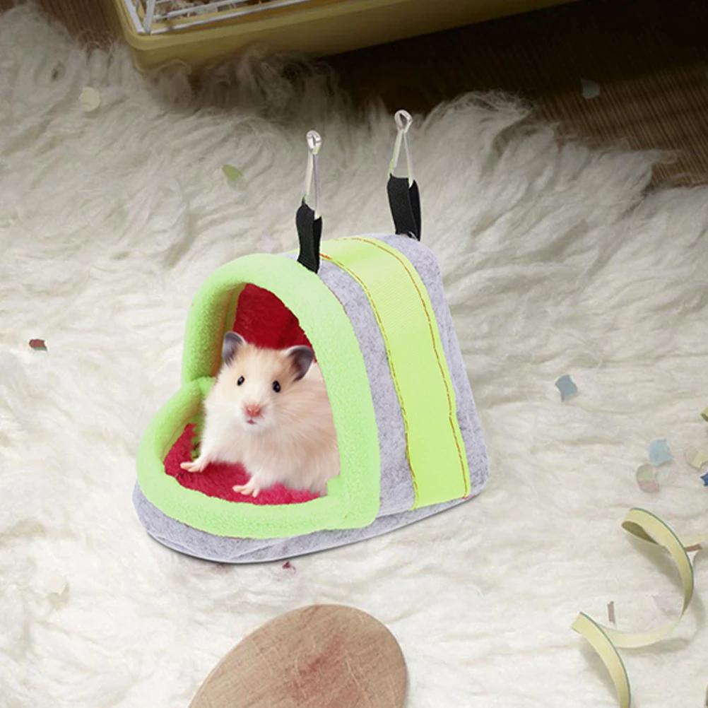 

Warm Cotton Nest for Hamsters Squirrels Guinea Pigs Winter Cozy Hideout Green Medium Size Removable Bed Pet Cage Decor Small