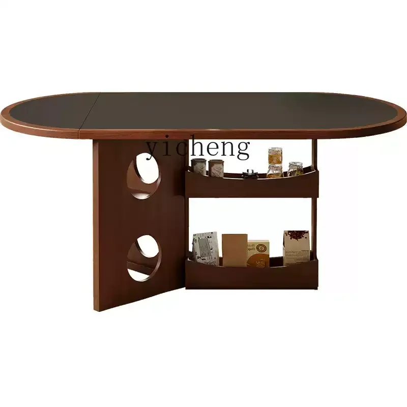 TQH retro wall rock slab dining table modern simple household oval small apartment wall foldable dining table