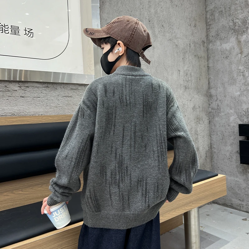 Elegant Children Sweater for Boy High Fashion Street Knitwear Outfit Kids Teenager New Design Autumn Knitted Clothing Age 4-14 Y 6