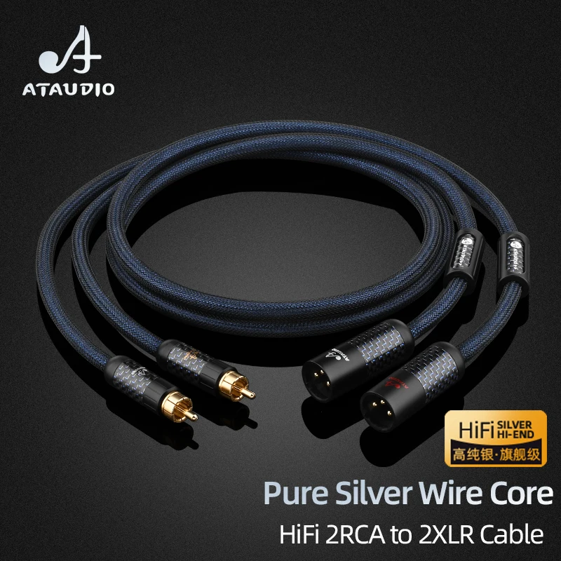 

One Pair HiFi RCA to XLR Audio Cable for CD Speaker Amplifier Cable Pure Silver Wire 2RCA to 2XLR Male or Female Cable