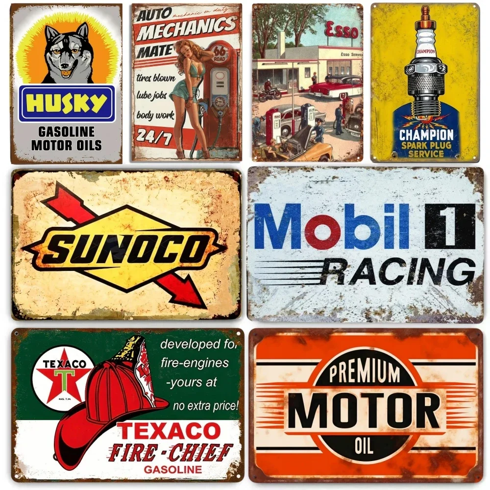 Vintage Texaco Motor Oil Metal Tin Sign Retro Decorative Plate Wall Art for Home Living Room Porch, Bar, Cafe, Garage Decor