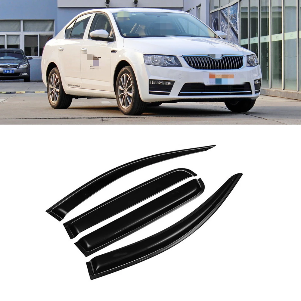 For Skoda Octavia 2015 2016 2017 2018 2019 Sedan Side Window Vent Visor Sun Rain Deflector Guard Awnings Shelters Cover Trim