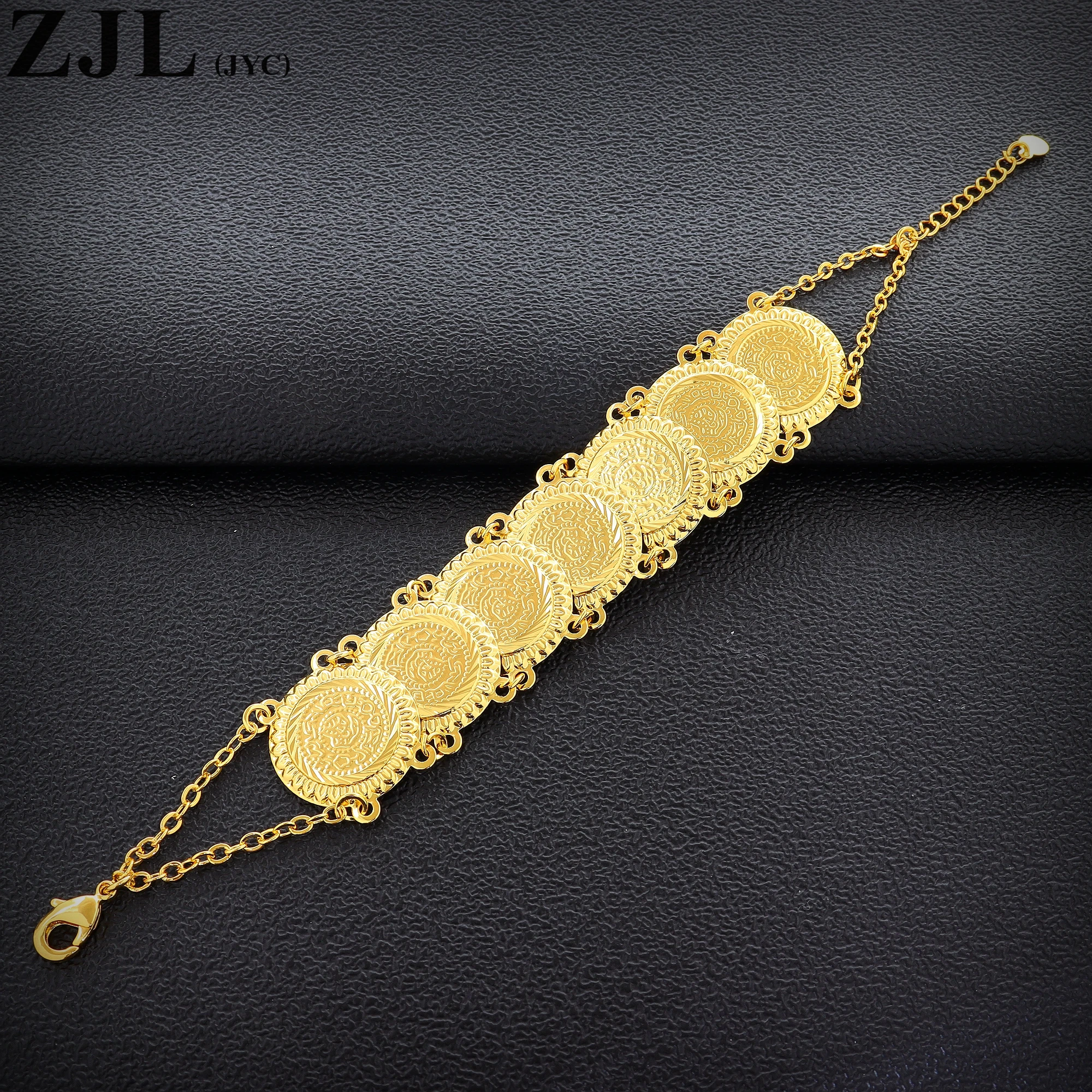 Vintage Bohemia Style Coin Chain Bracelet Luxury 18K Gold Plated Copper Hand Chain For Women Dating Vacation Party Gift