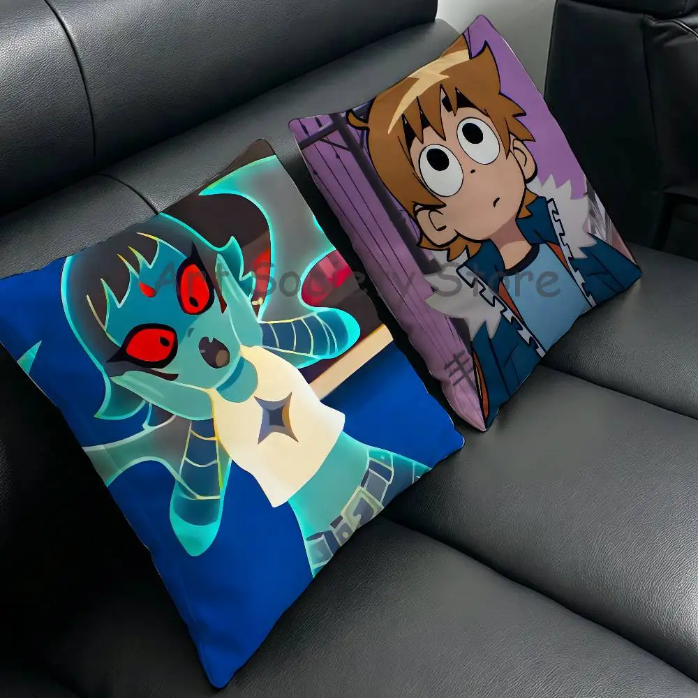 S-Scott Pilgrim Anime Celebrity Merchandise All-Match Printed Pillow Case Sofa Car Office Room Decoration Protector