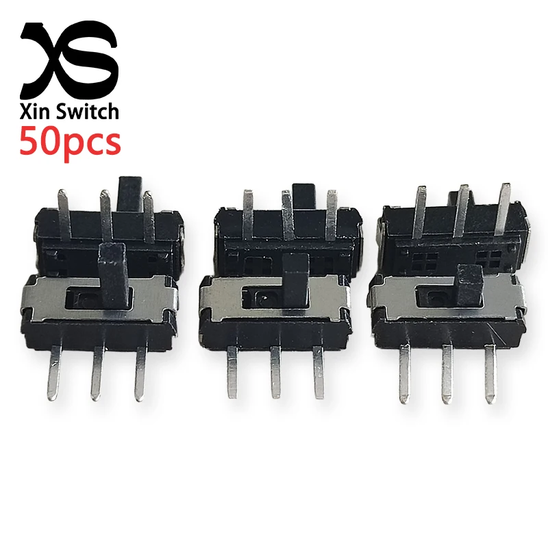50PCS MSS-12D19 (Side Three Pin ) Side Inserted Small Toggle Switch 1P2T DC 12V 50mA 3-Pin 2-Speed Power Sliding 3.5 * 9