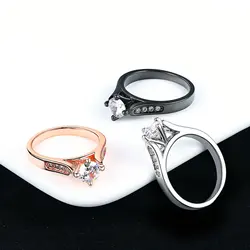 New 0.8 Carat Engagement Rings Wedding Rings For Women Rose Gold Color Women's Ring Fashion Black Gold Jewelry R065
