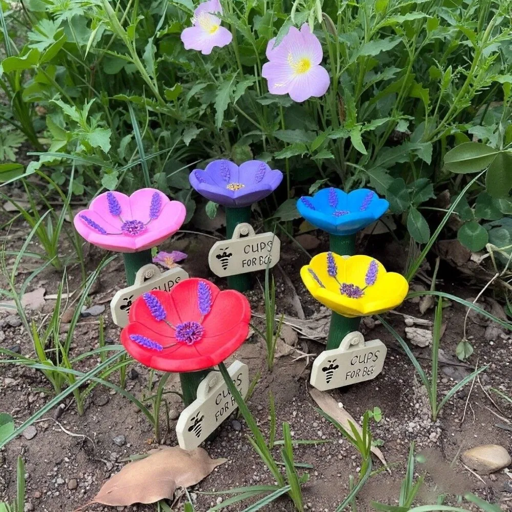 Flower Shaped Bee Butterfly Water Dispenser Resin Reusable Bee Watering Station Colorful Garden Decoration Outdoor