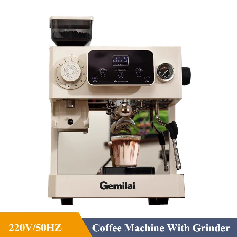 

48MM Disc Italian Espresso Coffee Maker With Coffee Grinder Cappuccino Milk Frother Semi-automatic Electric Espresso Machine