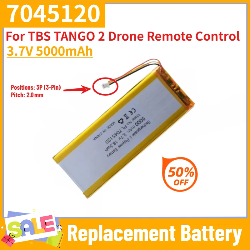 New 3.7V 5000mAh 7045120 Li-polymer battery FOR TBS TANGO 2 Drone Remote Control Replacement