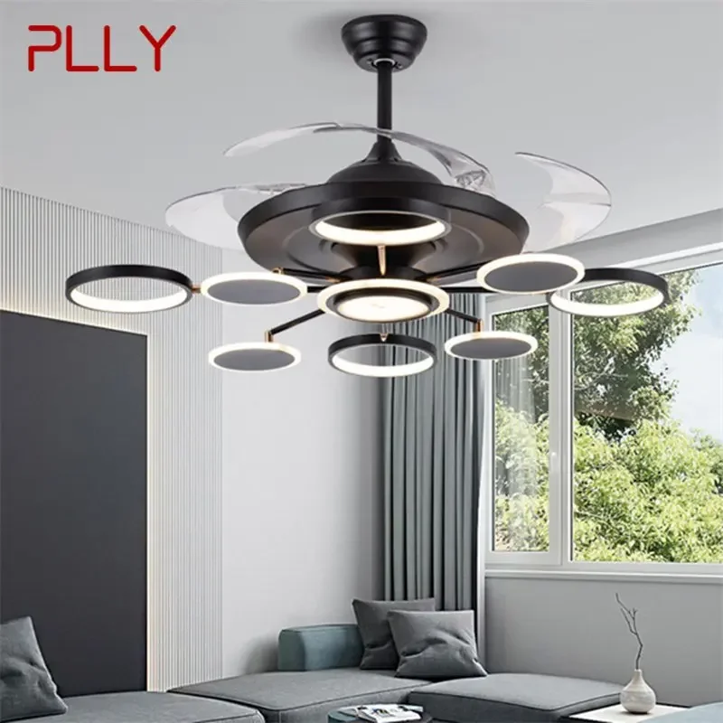 PLLY New Ceiling Fan Lights Modern Black LED Lamp Remote Control Without Blade For Home Dining Room Restaurant