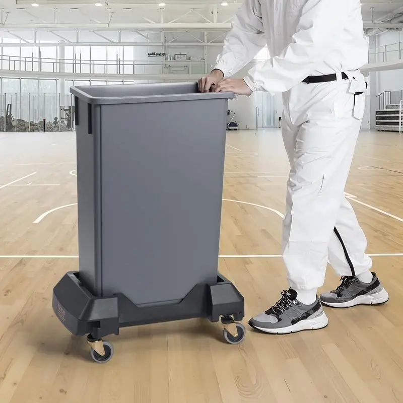 Chariot à Poubelle 60/87 L avec Socle à Roulettes pour Poubelles Étroites, Capacité de Charge 90,1 kg, en Plastique Robuste, avec Roues Pivotantes, Roulement Lisse et Silencieux, pour le Transport des Déchets