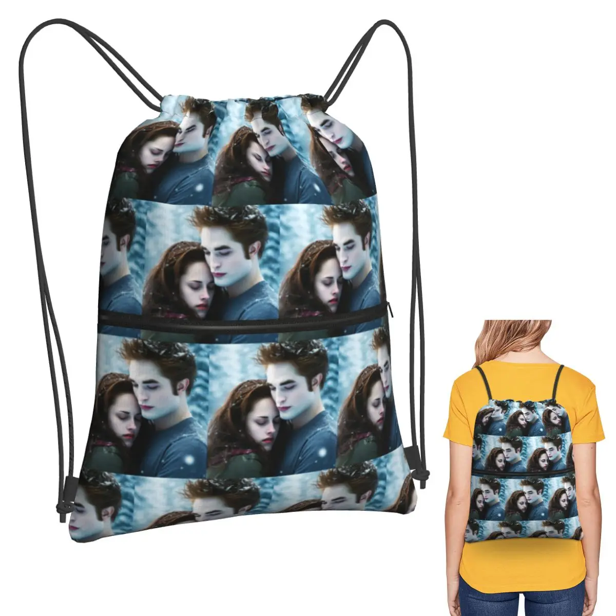 

The Twilight Saga Edward Cullen Backpacks Casual Drawstring Bundle Pocket Sundries Bag Book Bags for Man Woman School