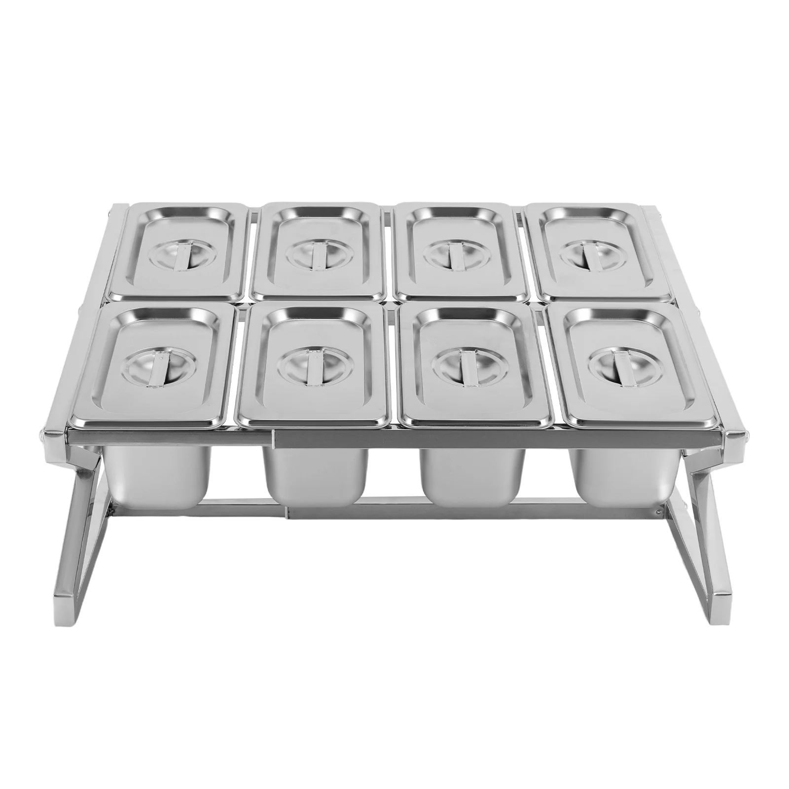 Spice Rack 8-Compartment Triangle Double Layer Durable Stainless Steel, Kitchen Storage Organizer for Spices, Fruits, Vegetables