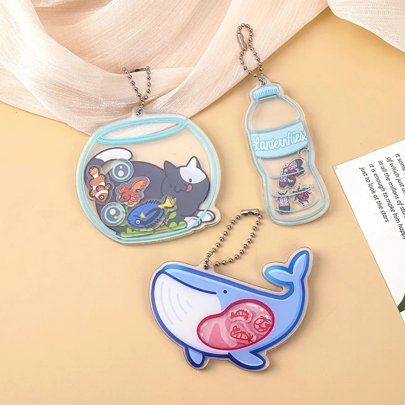  Acrylic DIY Shaker Keychain Colorful Candy Shape Keychain Handmade Decoration Keychain Cartoon For Handmade Projects Key Chain