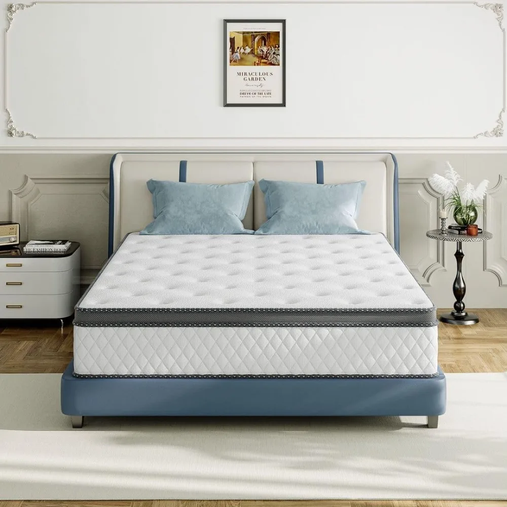 12 Inch Medium Firm Hybrid Mattress with Bamboo Charcoal Gel Memory Foam and Pocketed Springs, Mattress in a Box