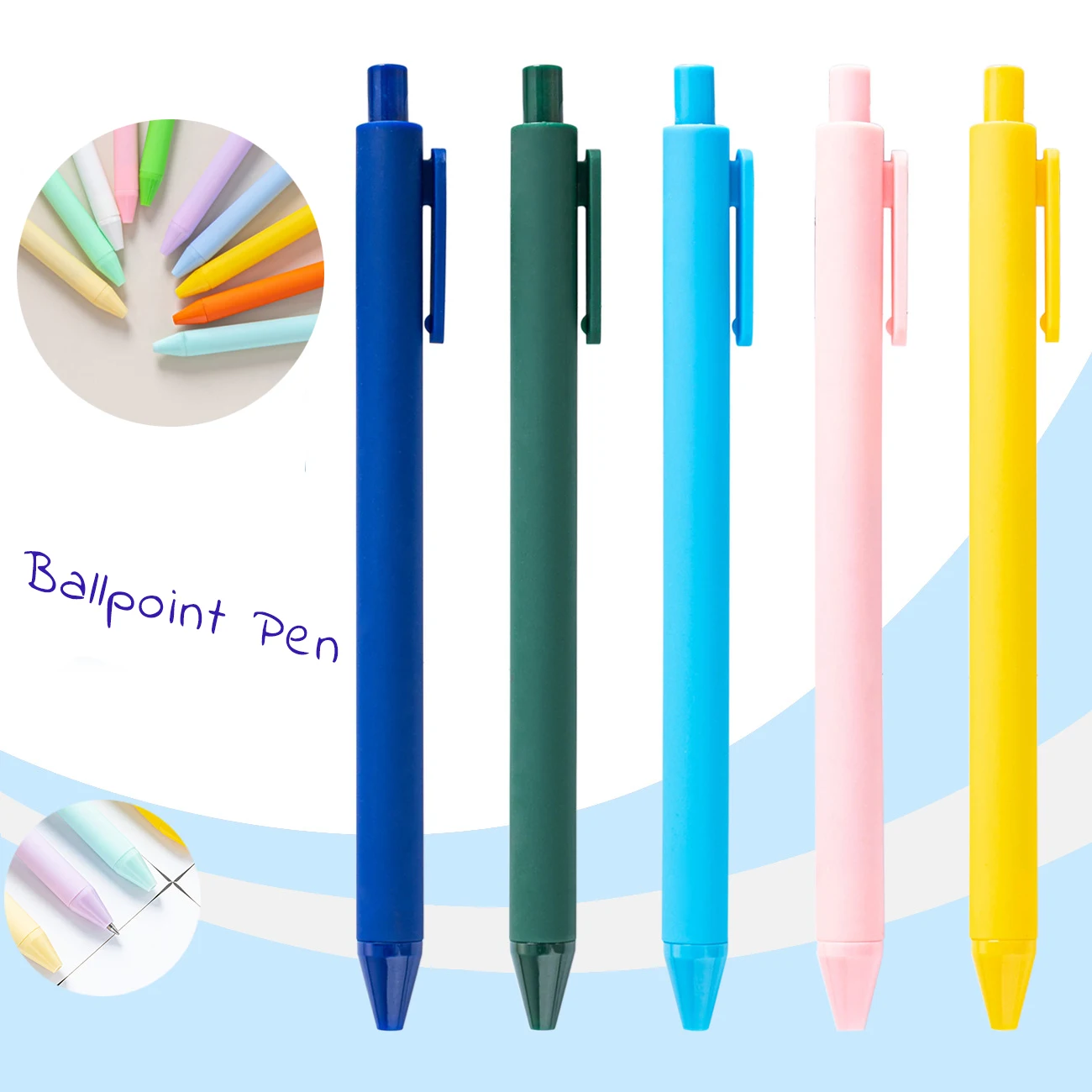 3/5/10PCS 1mm 8g Cheap Solid Practical Multi Color Student Stationery Macaron Color Plastic Office Writing Plastic Ballpoint Pen